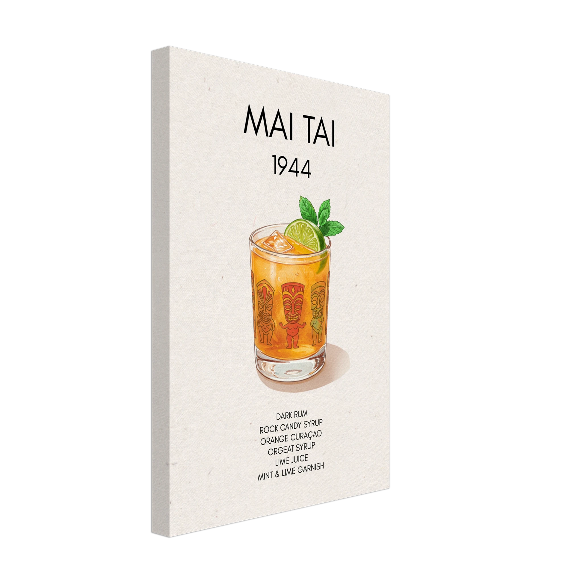 Mai Tai Tropical Cocktail Bar Poster Print No Frame 30x45 cm 12x18″ Gallery Wrapped Canvas