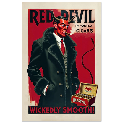 Red Devil 1920s Art Deco Cigar Art Print 40x60 cm 16x24″ Premium Matte Paper Poster No Frame