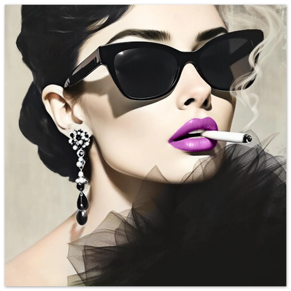 Smoking Girl Retro Fashion Model Art Print 30x30 cm 12x12″ Premium Matte Paper Poster
