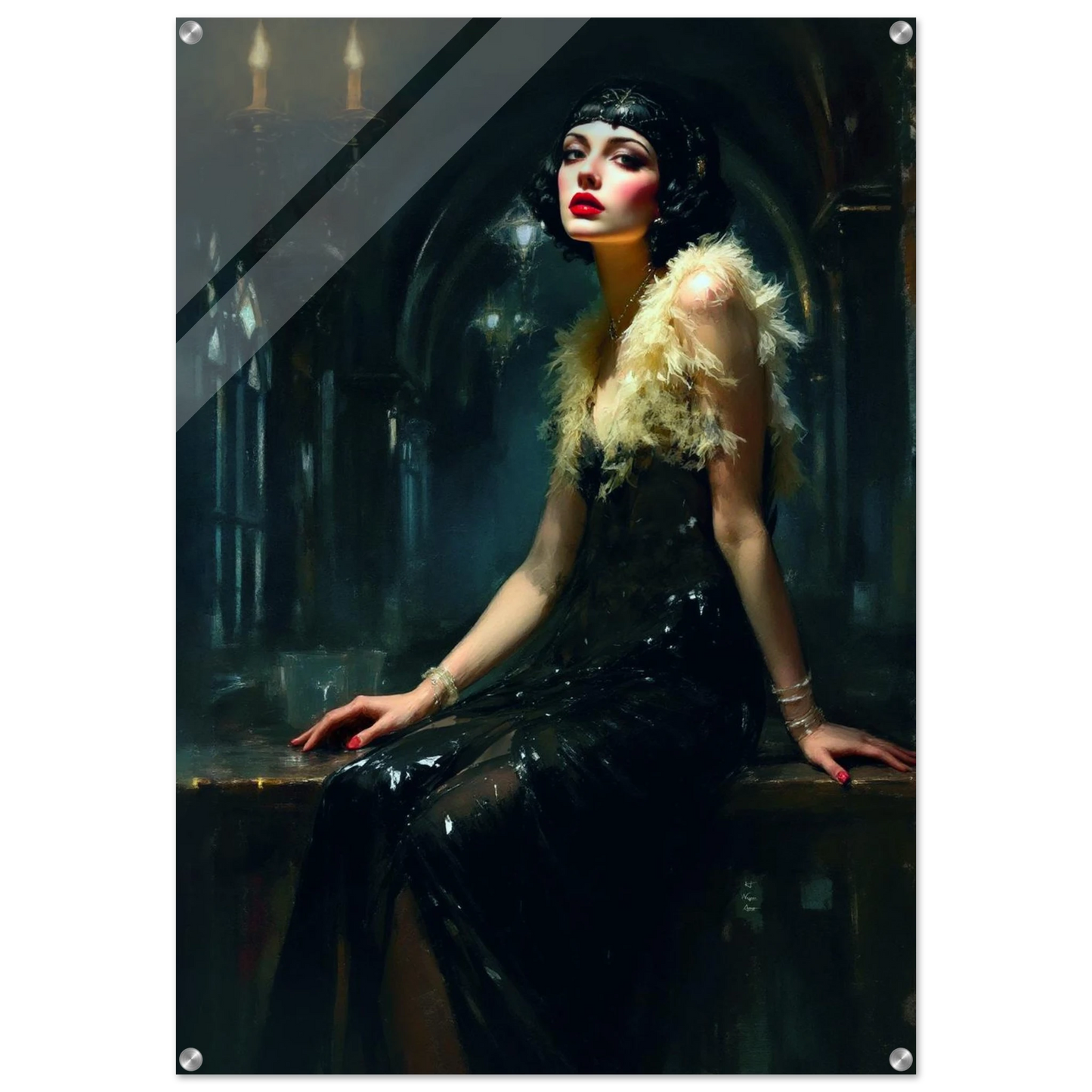 Speakeasy 1920s Flapper Art Print 70x100 cm 28x40″ Sleek Acrylic Print No Frame