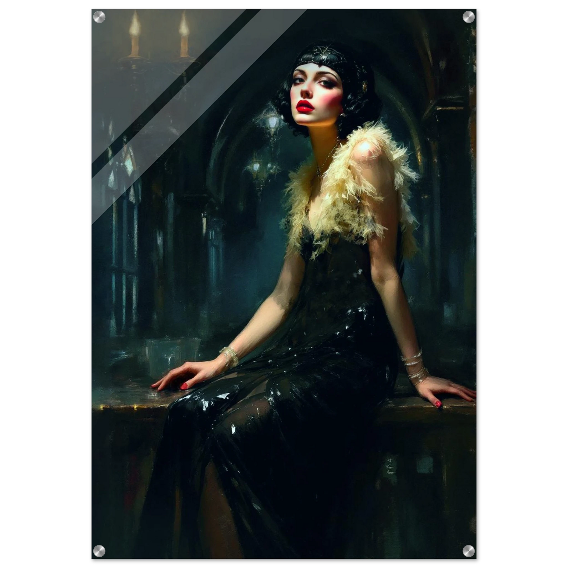 Speakeasy 1920s Elegant Flapper Art Print 70x100 cm 28x40″ Sleek Acrylic Print No Frame