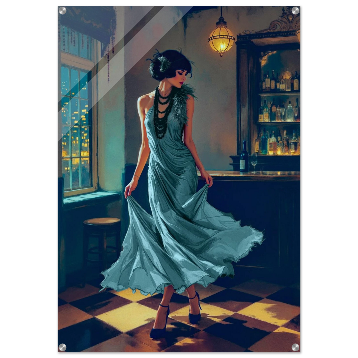 1920s Flapper Speakeasy Art Print 70x100 cm 28x40″ Sleek Acrylic Print No Frame