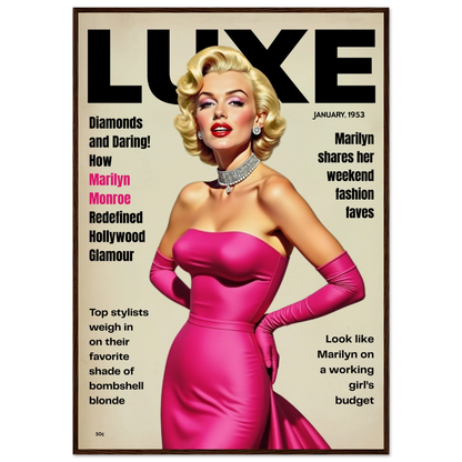 Marilyn Monroe Old Hollywood Art Print Dark Brown Wood Frame 70x100 cm 28x40″ Museum-Quality Matte Paper Wooden Framed Poster