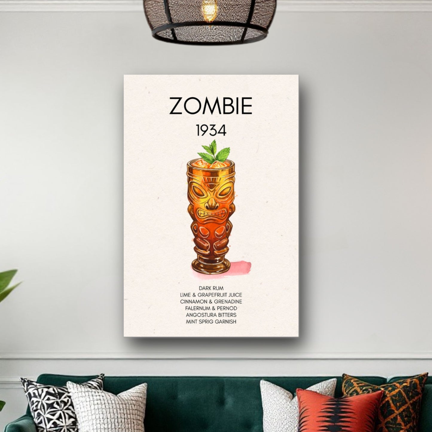 Zombie Tiki Cocktail Bar Poster Print
