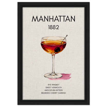 Classic Manhattan Cocktail Bar Art Print Black Wood Frame 30x45 cm 12x18″ Framed Canvas