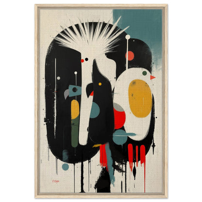Modern Cockatoo Bird Art Poster Print - Framed Tropical Mid- Century Wall Decor Light Wood Frame 60x90 cm 24x36″ Framed Canvas