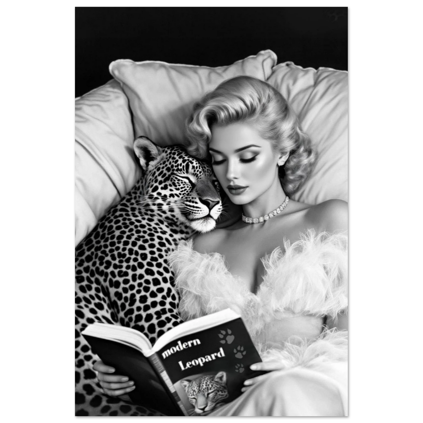 Hollywood Starlet Leopard Cat Art Print 60x90 cm 24x36″ Classic Matte Paper Poster No Frame