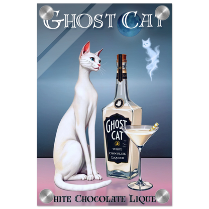 White Cat Chocolate Martini Cocktail Bar Art Print 20x30 cm 8x12″ Sleek Acrylic Print No Frame