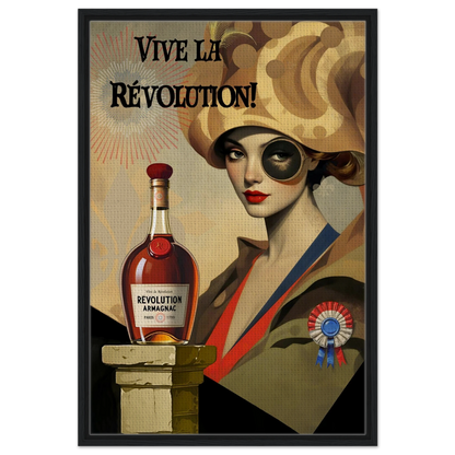 Vintage French Revolution Cognac Art Print Black Wood Frame 60x90 cm 24x36″ Framed Canvas