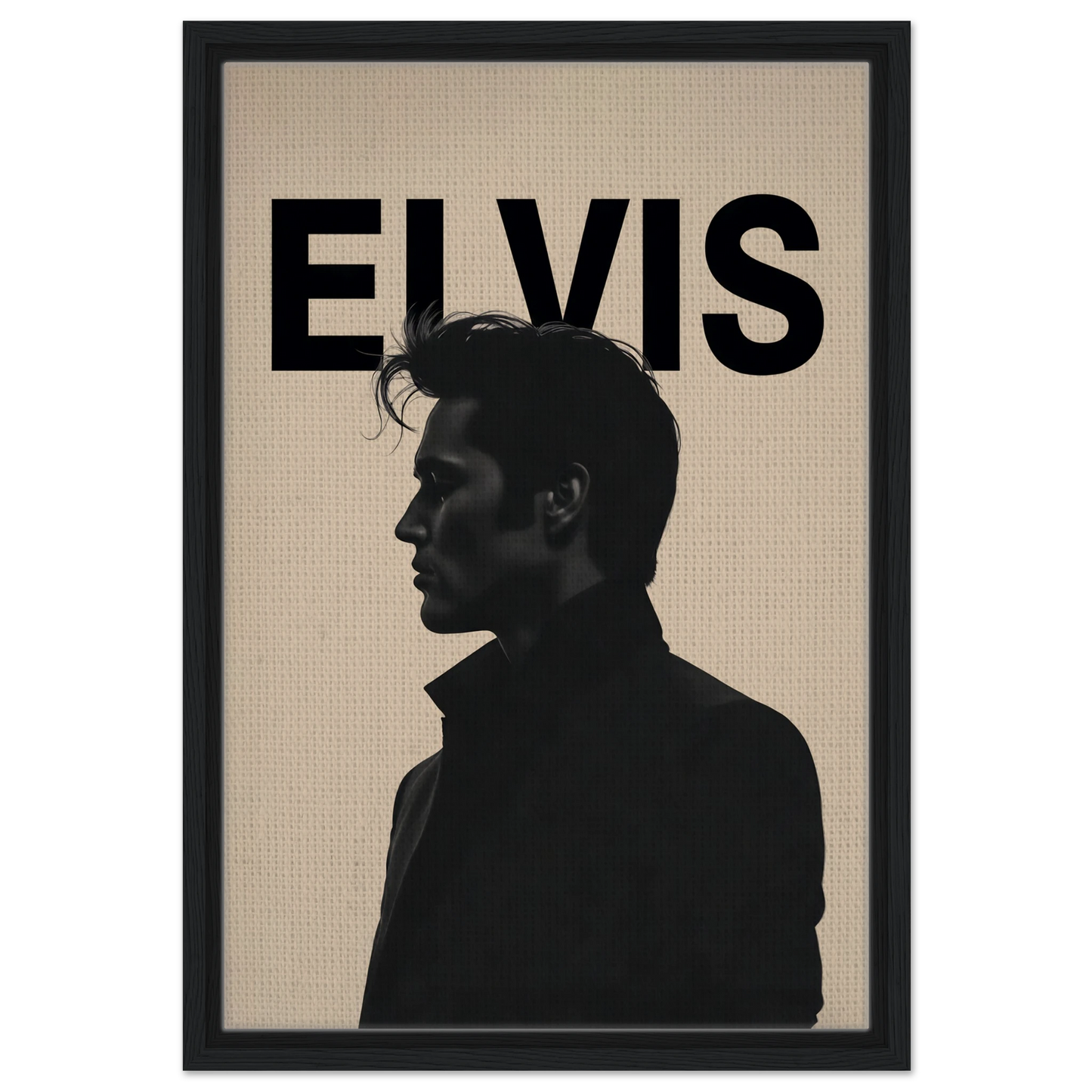 Young Elvis Presley Silhouette Art Print Black Wood Frame 40x60 cm 16x24″ Framed Canvas