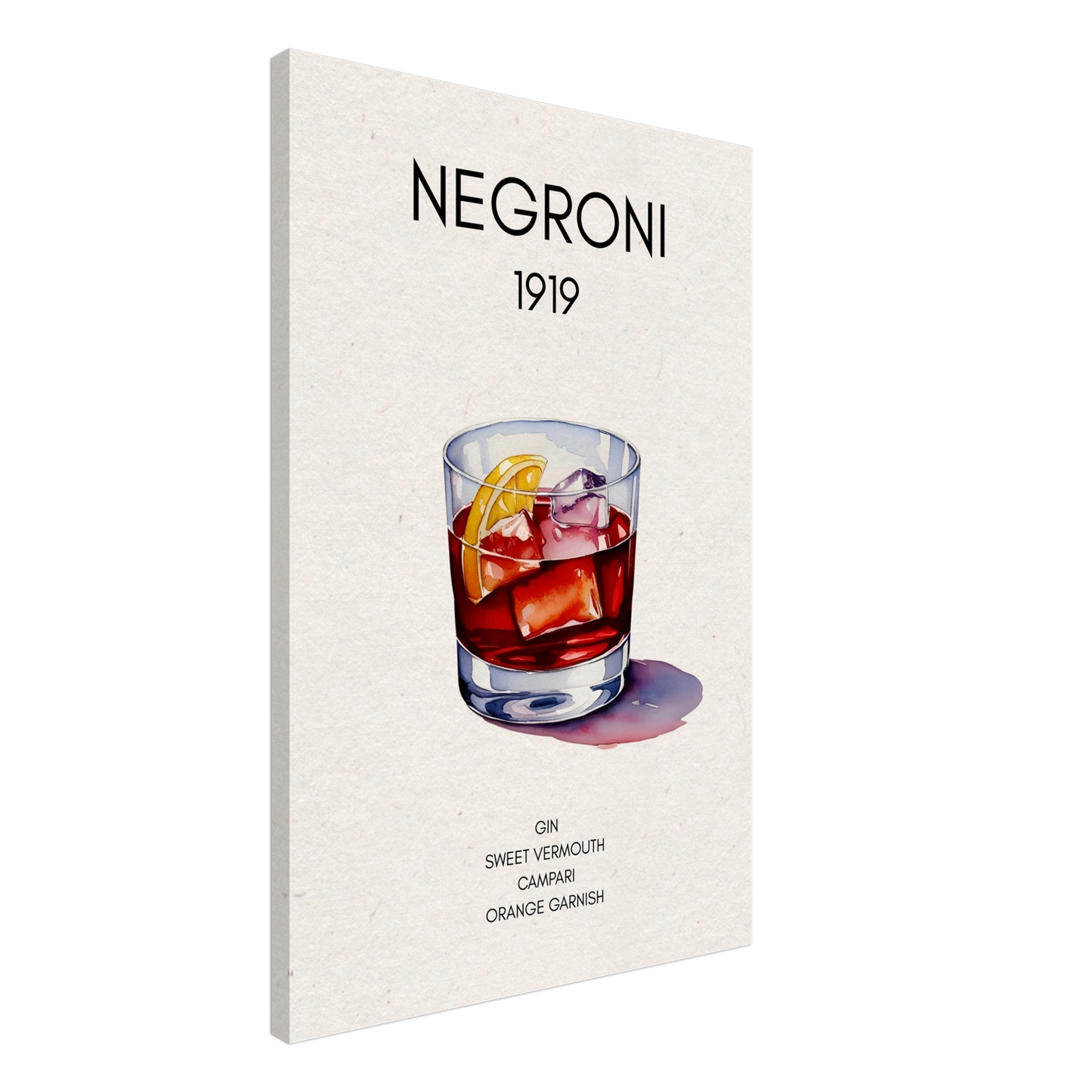 Negroni Cocktail Bar Poster Print Dark Brown Wood Frame 60x90 cm 24x36″ Classic Matte Paper Wooden Framed Poster