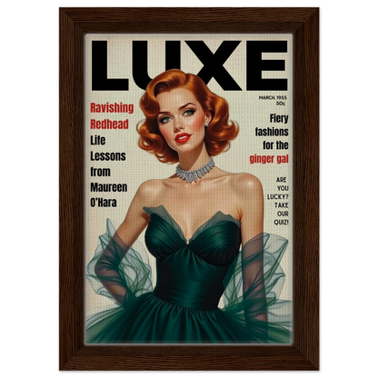 Maureen O'Hara Vintage Fashion Art Poster Print Dark Brown Wood Frame 20x30 cm 8x12″ Framed Canvas
