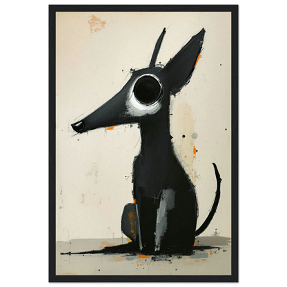 Big Eyed Abstract Dog Fine Art Print Black Wood Frame 30x45 cm 12x18″ Classic Matte Paper Wooden Framed Poster
