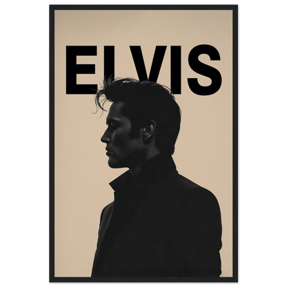 Young Elvis Presley Silhouette Art Print Black Wood Frame 40x60 cm 16x24″ Museum-Quality Matte Wooden Framed Poster