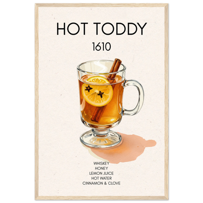 Hot Toddy Cocktail Bar Art Print Light Wood Frame 40x60 cm 16x24″ Premium Matte Paper Wooden Framed Poster