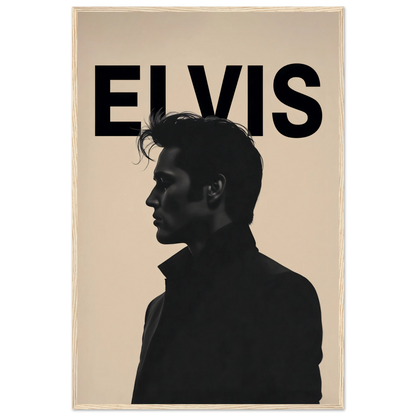 Young Elvis Presley Silhouette Art Print Light Wood Frame 60x90 cm 24x36″ Classic Matte Wooden Framed Poster