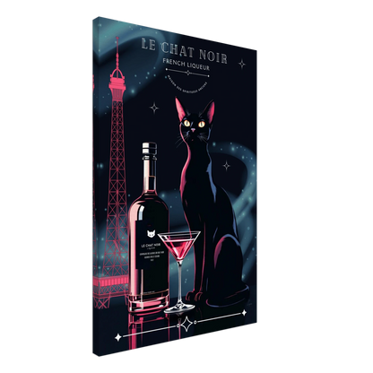 Art Deco Le Chat Noir French Black Cat Art Print 60x90 cm 24x36″ Gallery Wrapped Canvas No Frame