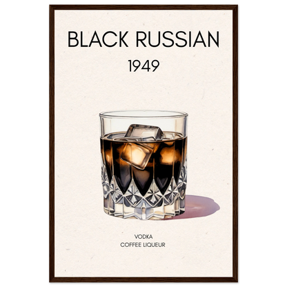 Black Russian Cocktail Bar Art Print Dark Brown Wood Frame 40x60 cm 16x24″ Premium Matte Paper Wooden Framed Poster