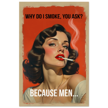 Retro Smoking Pin-Up Girl Art Print No Frame 30x45 cm 12x18″ Museum-Quality Matte Paper Poster