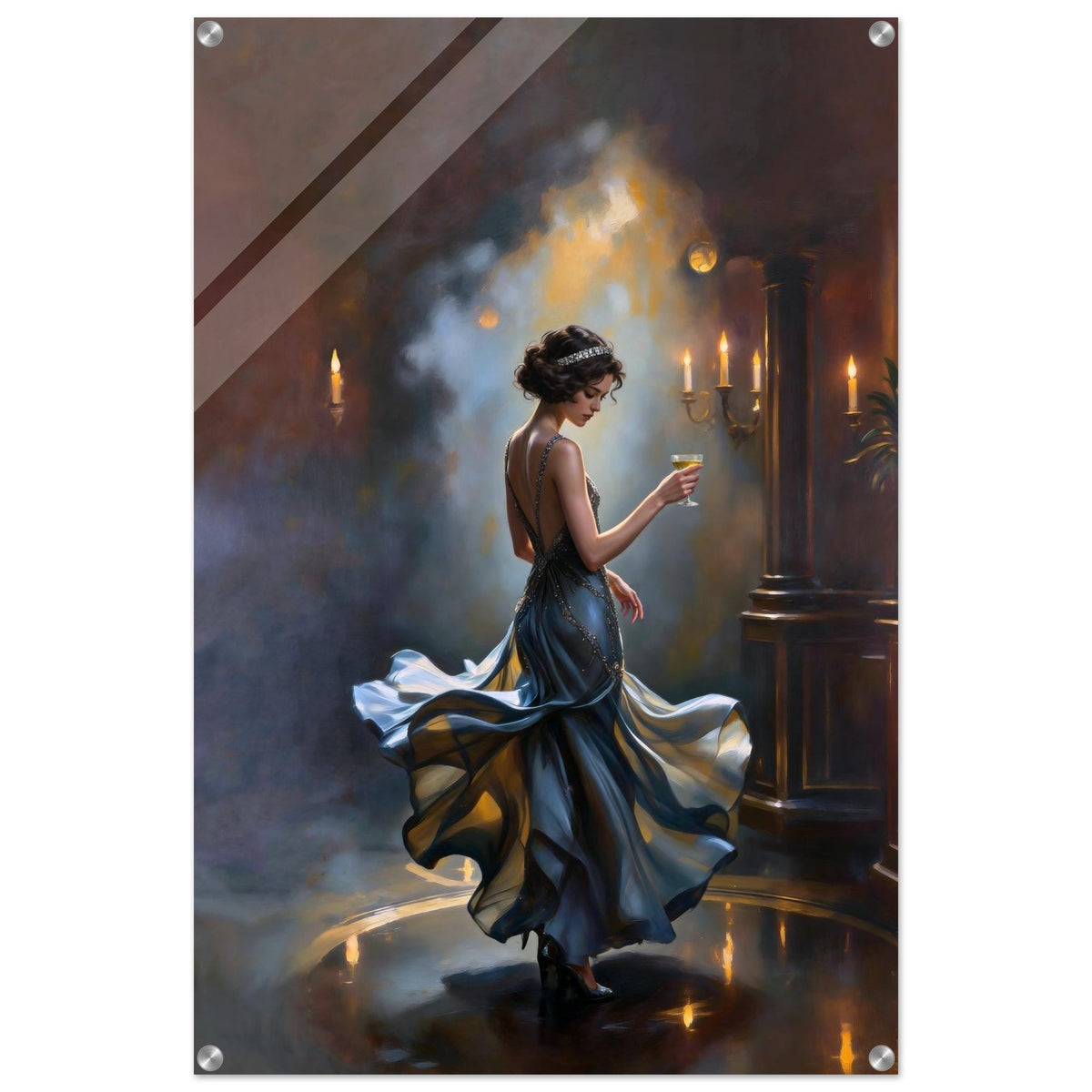 1920s Speakeasy Dancing Flapper Art Deco Print 24x36″ Sleek Acrylic Print