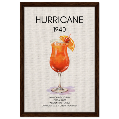 Hurricane Cocktail Bar Art Print Dark Brown Wood Frame 40x60 cm 16x24″ Framed Canvas