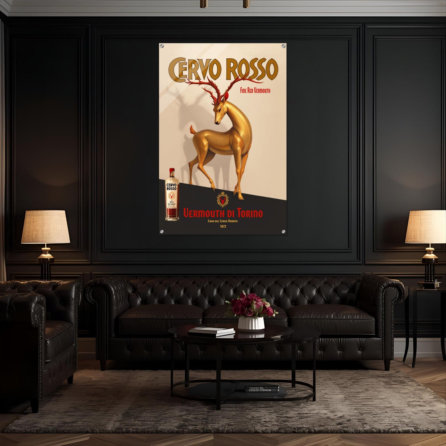Art Deco Golden Deer Cocktail Bar Poster Print