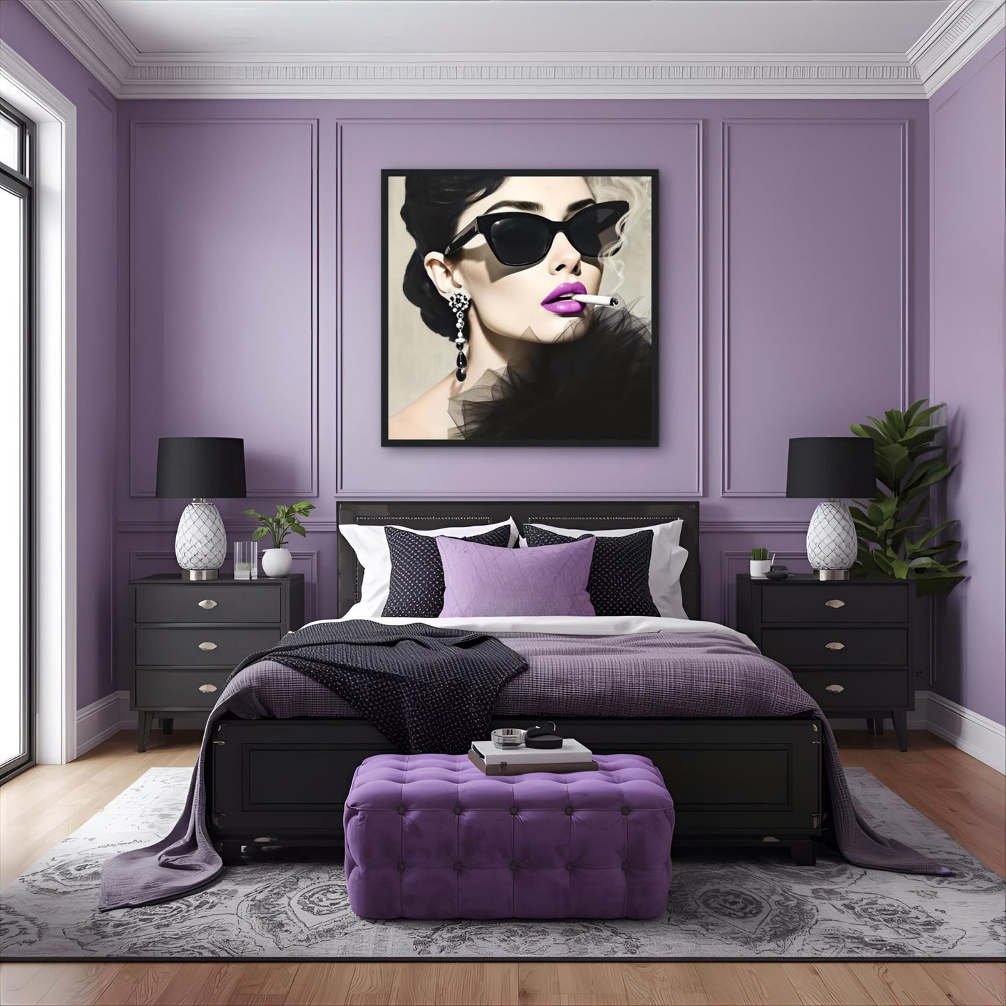 Smoking Girl Retro Fashion Model Art Print