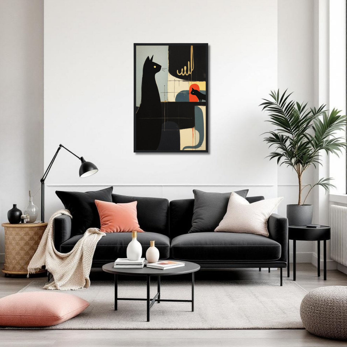 Abstract Cat & Kitten Modern Art Print