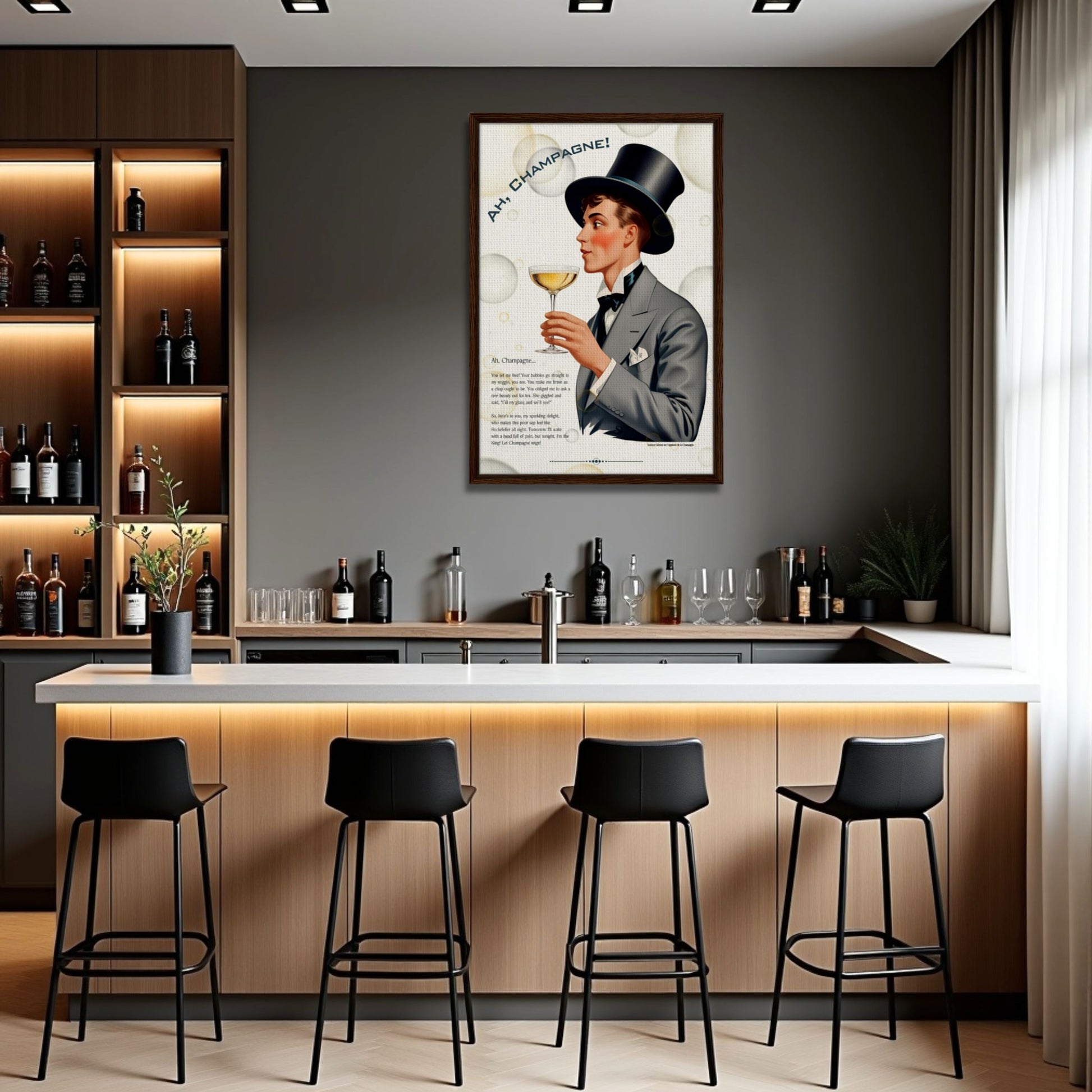 Art Deco Champagne Funny Poem Art Print
