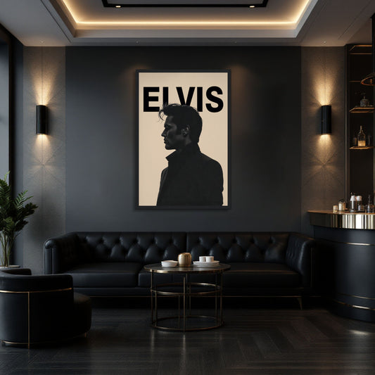 Young Elvis Presley Silhouette Art Print