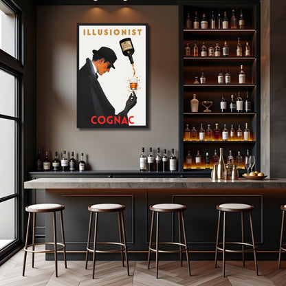 Vintage Illusionist Cognac Cocktail Bar Poster Print