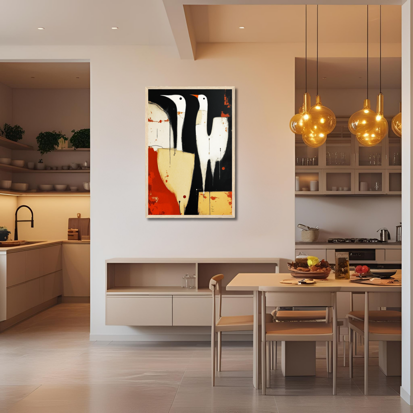 Abstract Neutral Goose Bird Art Print