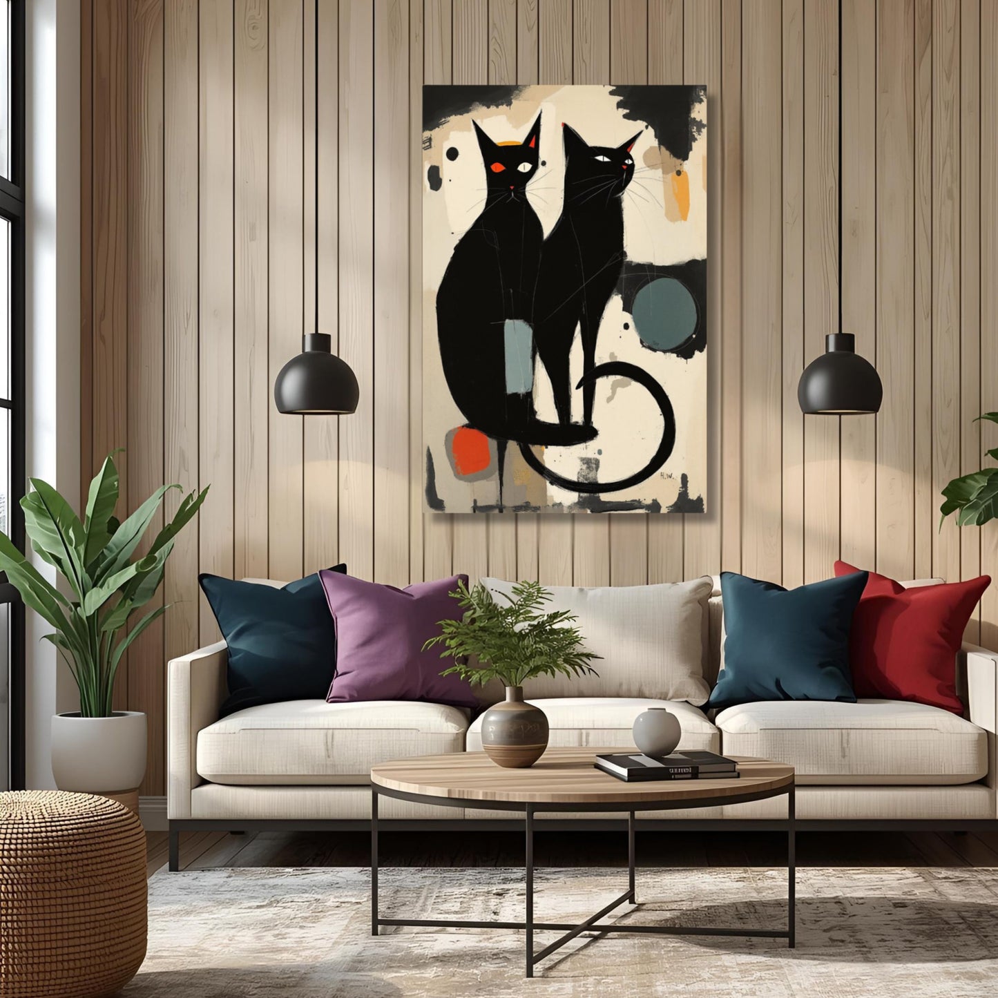 Abstract Crazy Cat Duo Art Print