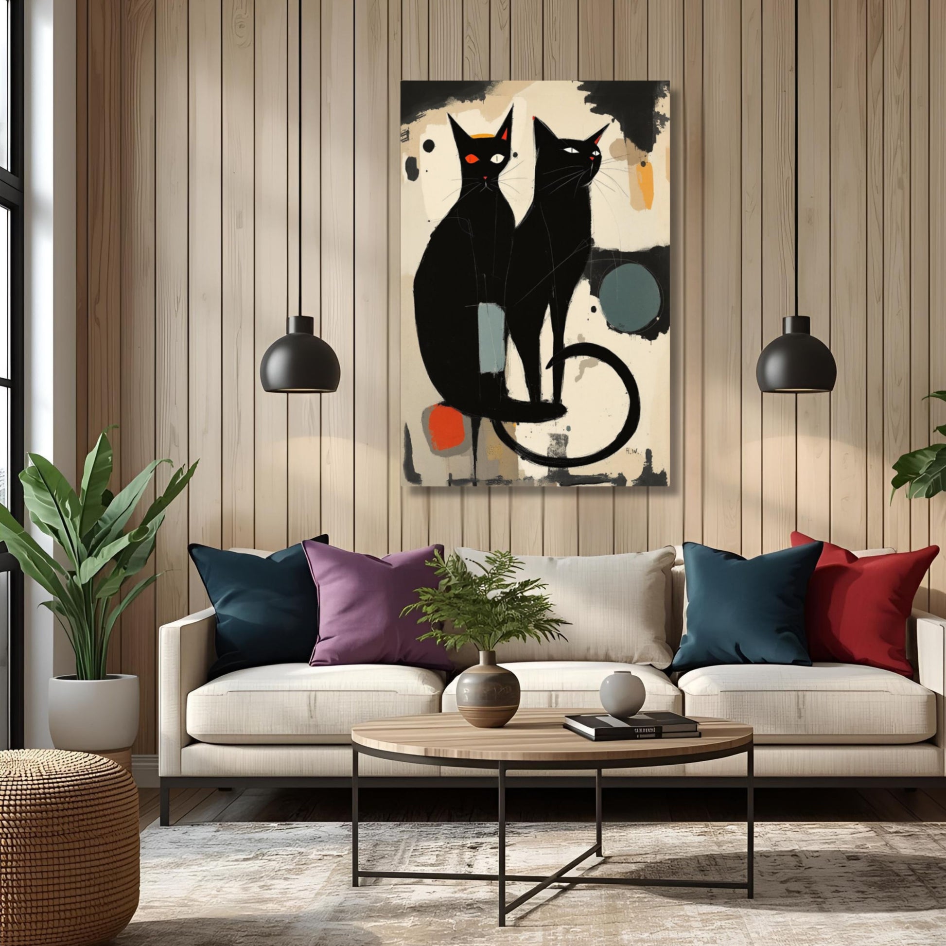 Abstract Crazy Cat Duo Art Print