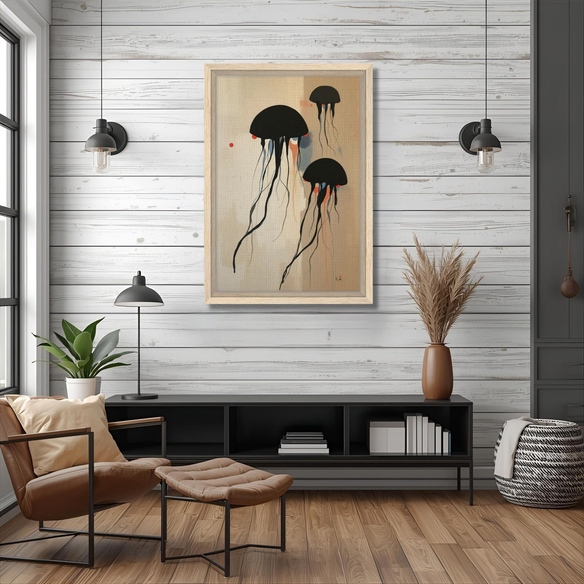 Minimalist Abstract Floating Jellyfish Art Print