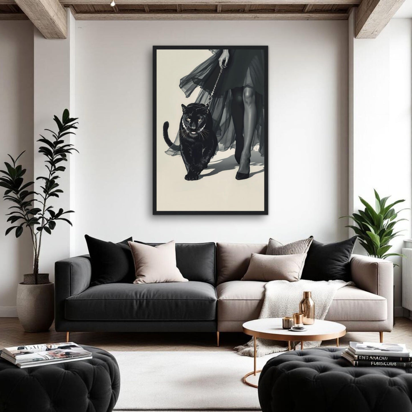 Retro Fashion Model Panther Art Print