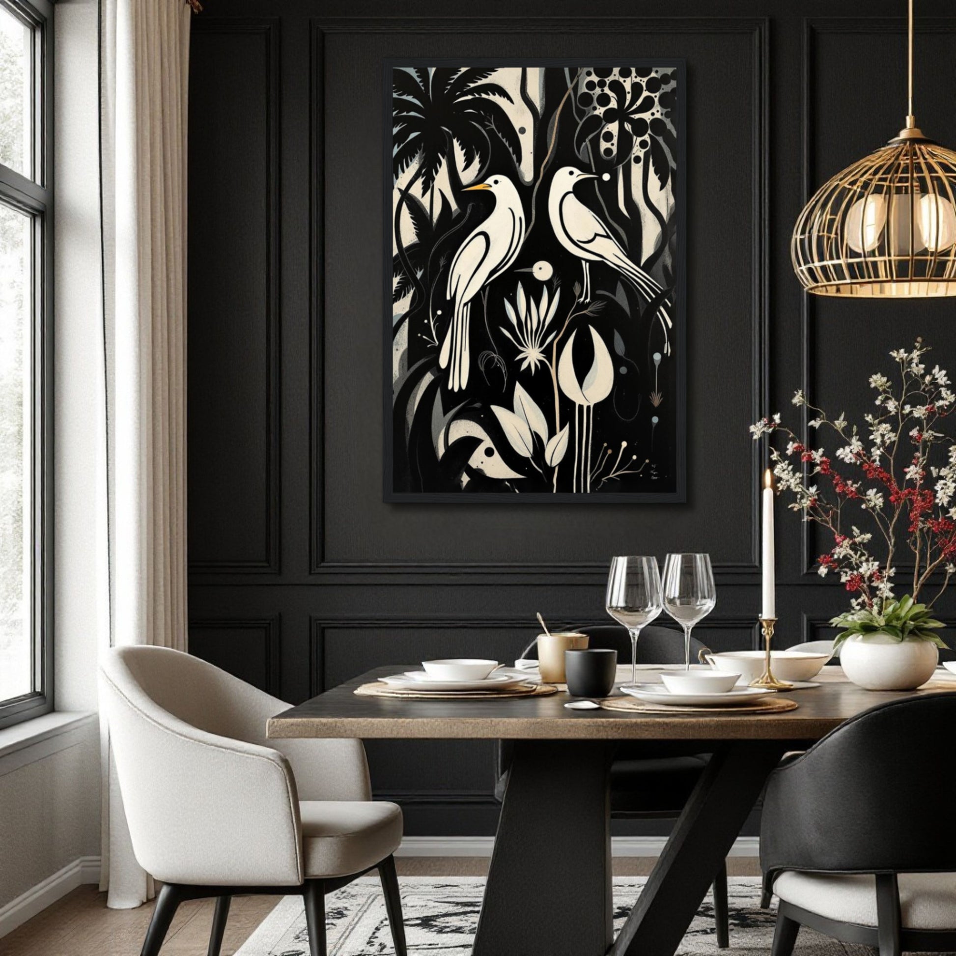 Black & White Minimalist Bird Art Print