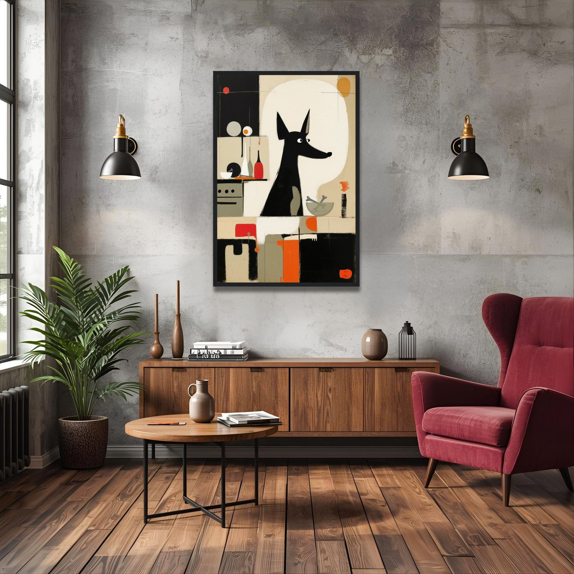 Modern Quirky Abstract Dog Art Print No Frame 30x45 cm 12x18″ Classic Matte Paper Poster