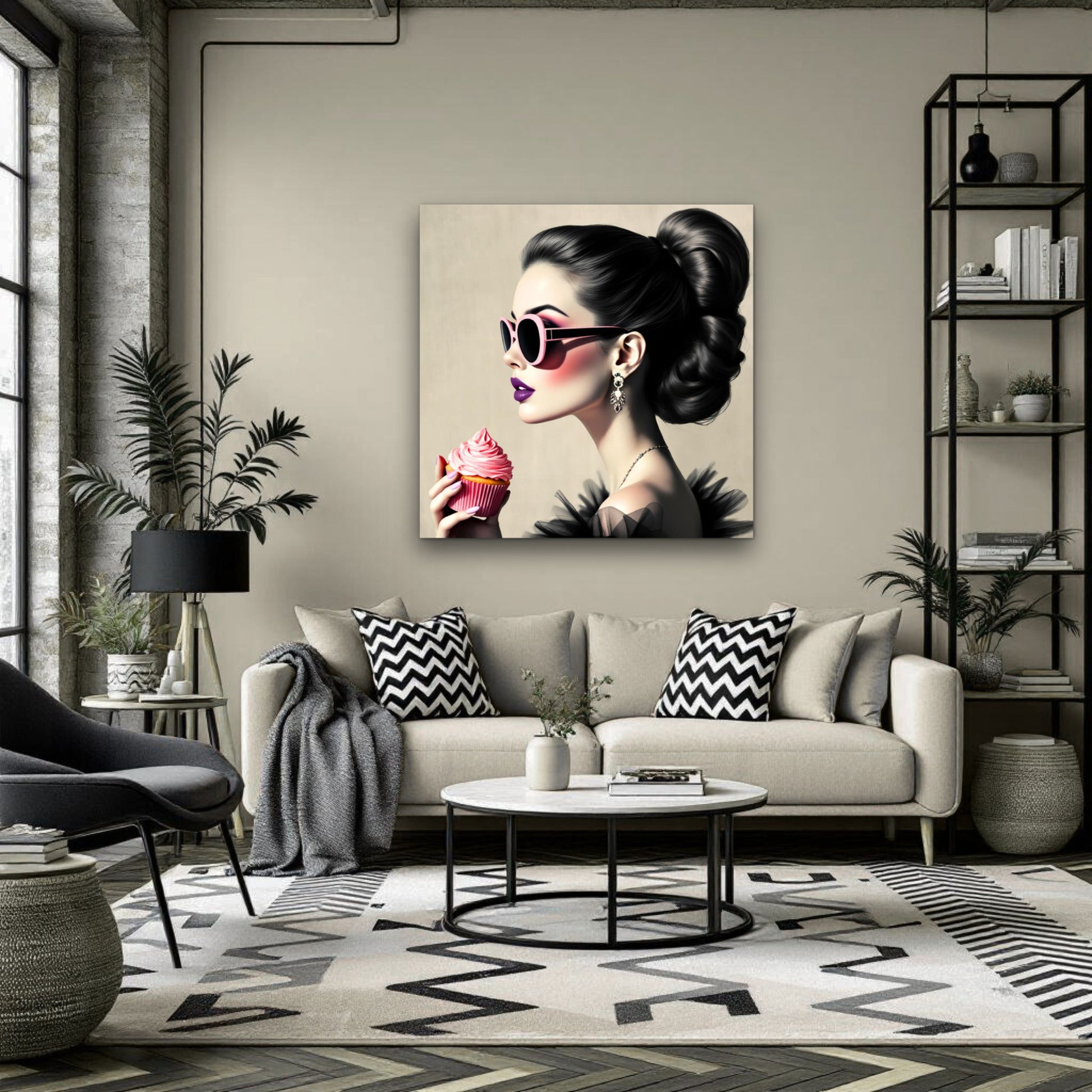 Retro Fashion Model Glam Cupcake Art Print