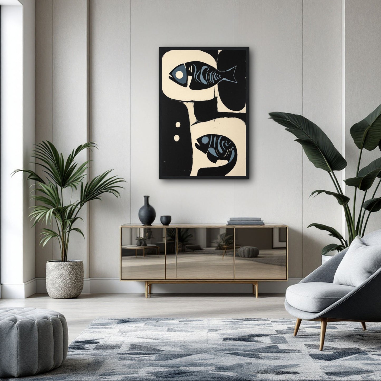 Abstract Mid-Century Modern Fish Art Print