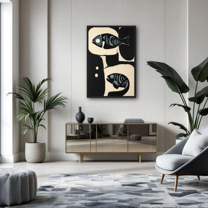 Abstract Mid-Century Modern Fish Art Print