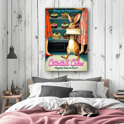 Cottontail Cakes 1950s Rabbit Art Print