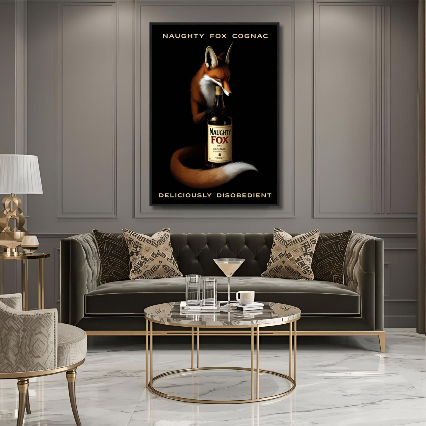 Fox Cognac Cocktail Bar Art Print