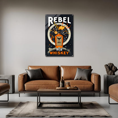 Rebel Whiskey Cocktail Bar Poster Print