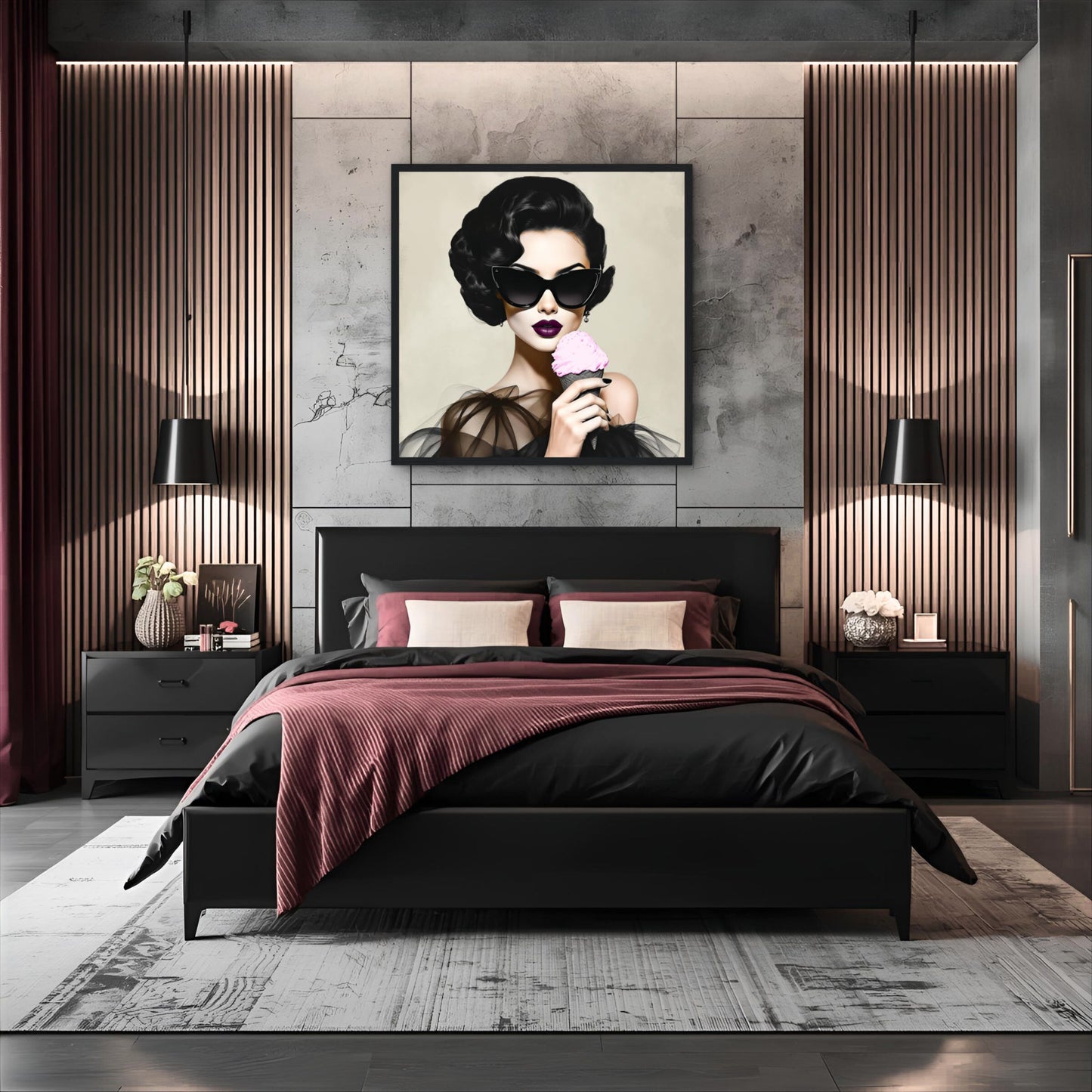 Retro Fashion Model Ice Cream Art Print