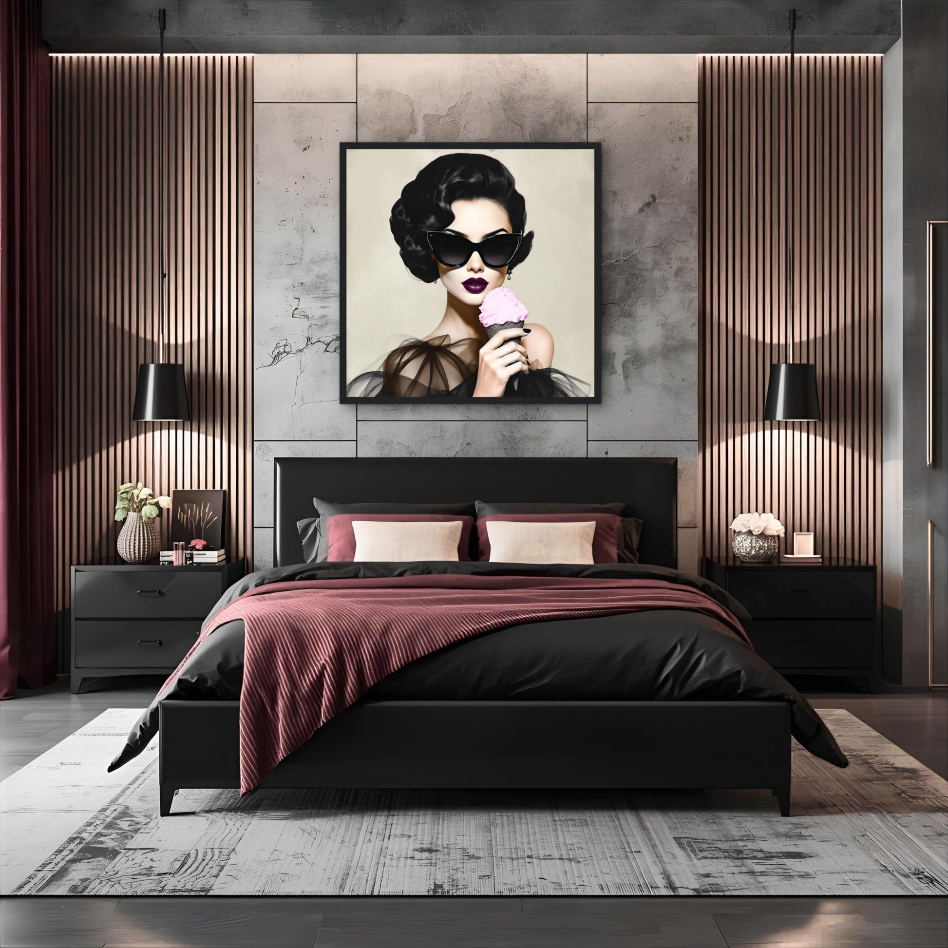 Retro Fashion Model Ice Cream Art Print