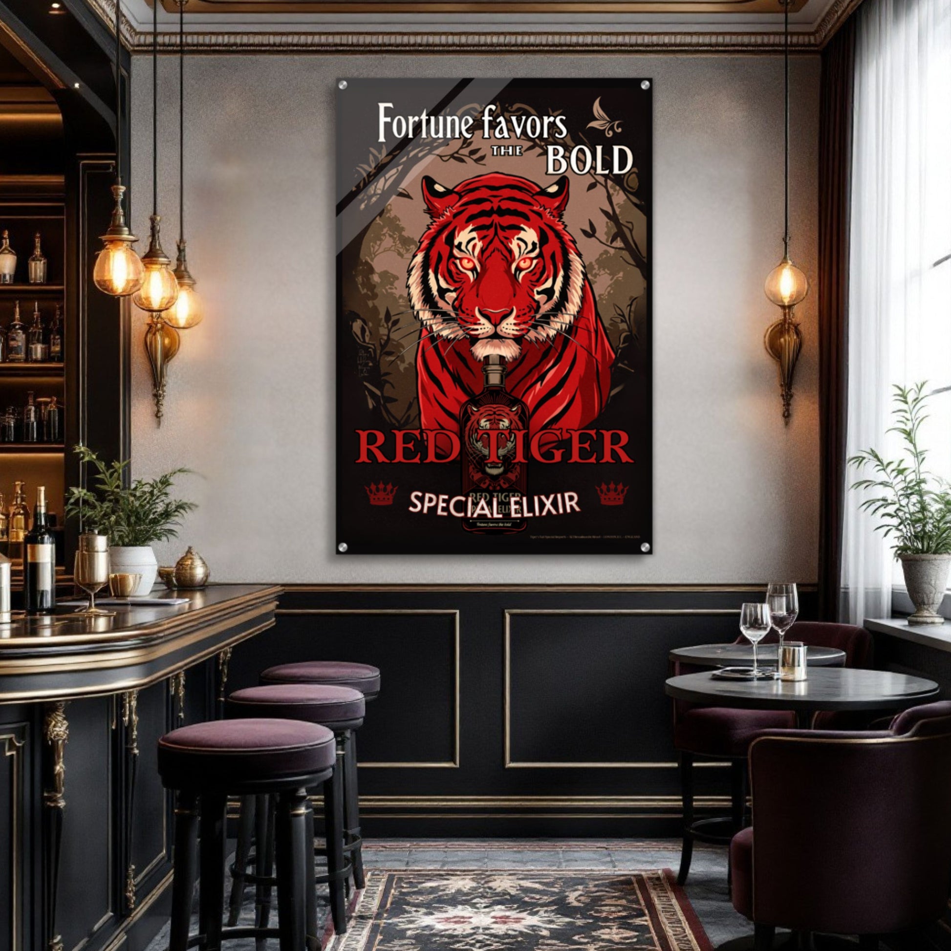 Tiger Cocktail Bar Art Poster Print