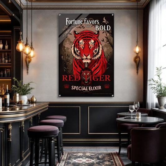 Tiger Cocktail Bar Art Poster Print