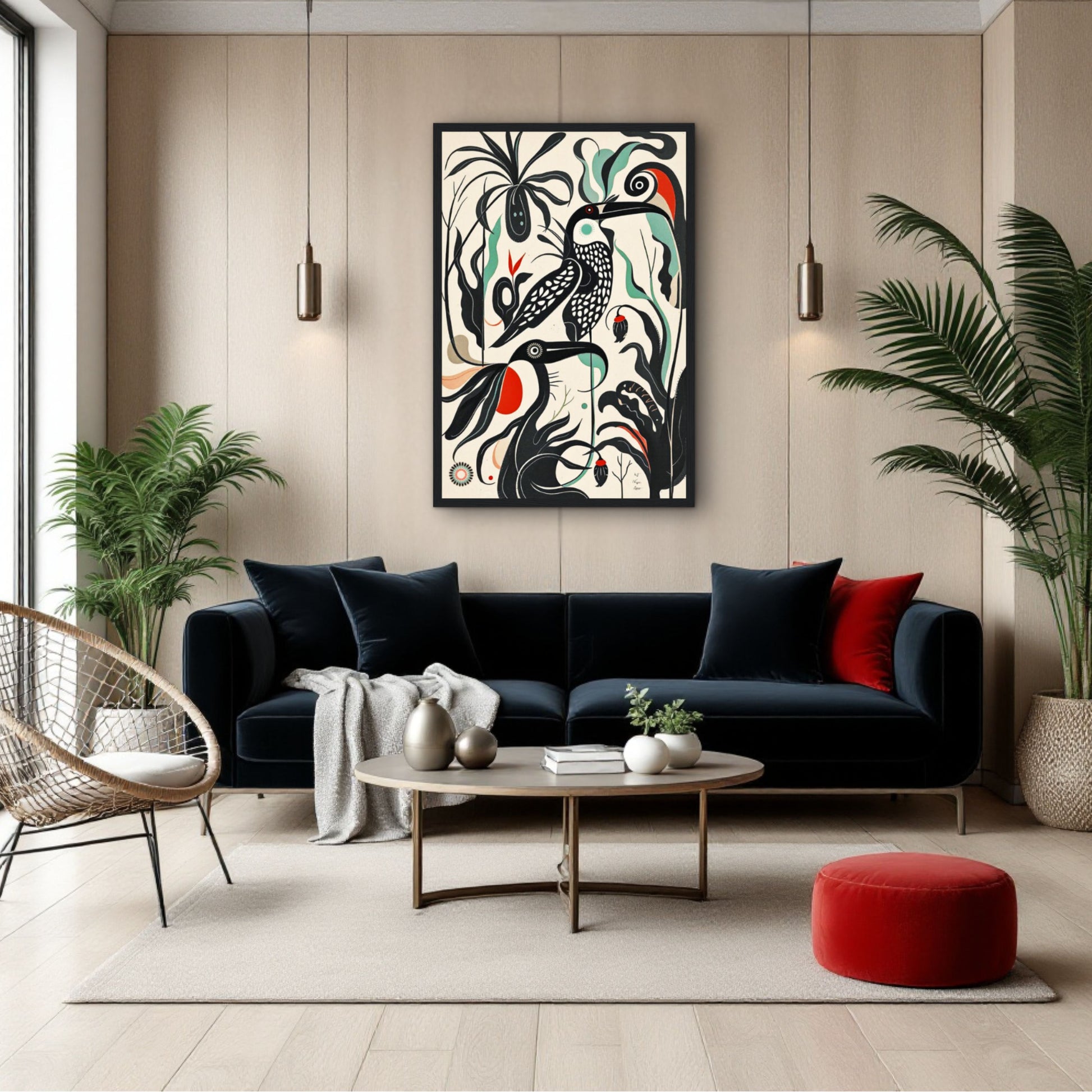 Mid-Century Modern Tropical Bird Art Print