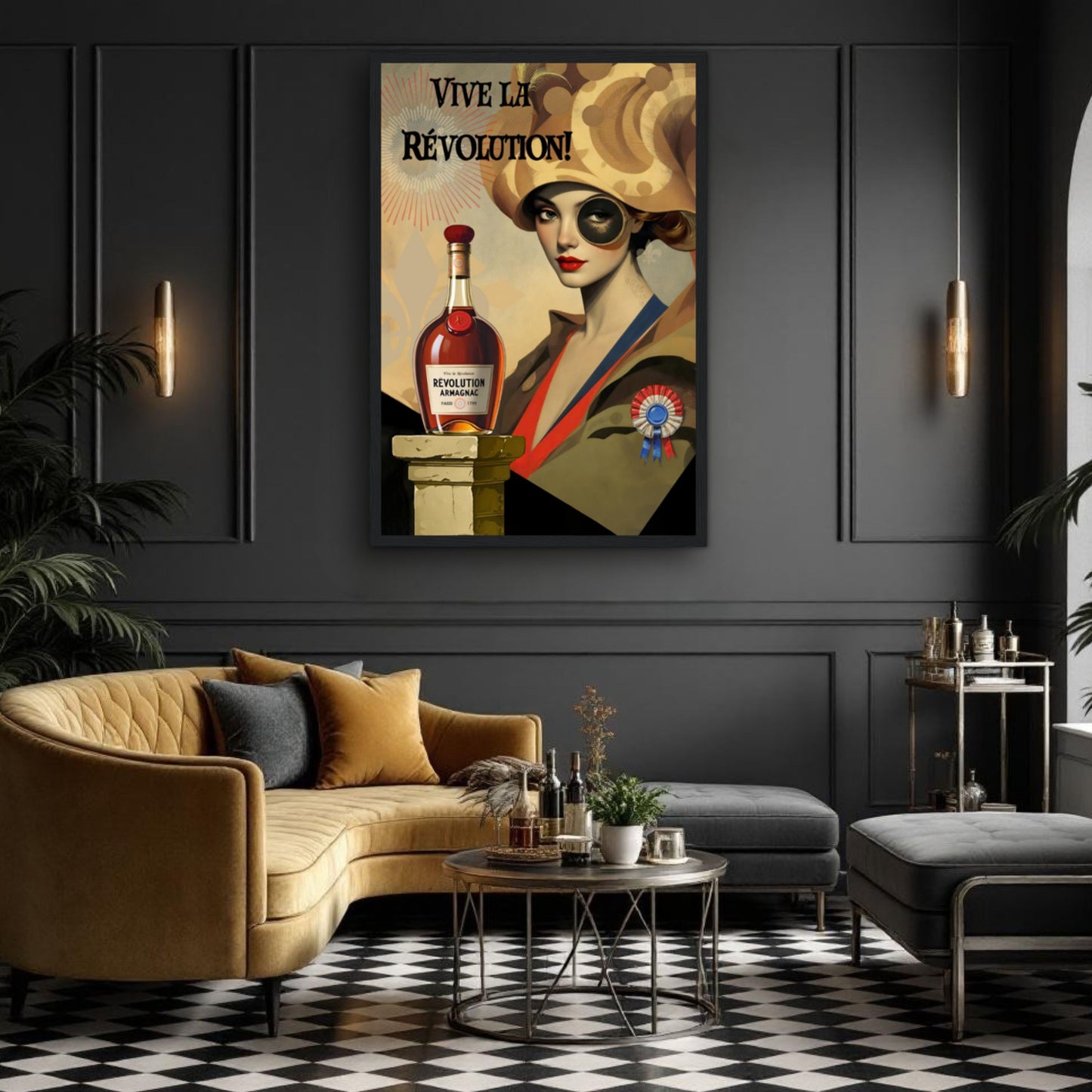 Vintage French Revolution Cognac Art Print Light Wood Frame 30x45 cm 12x18″ Premium Matte Paper Wooden Framed Poster